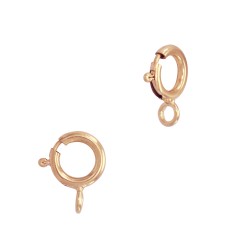 14K Gold Rose 5.5mm Spring Ring Clasp With Attached Jump Ring
