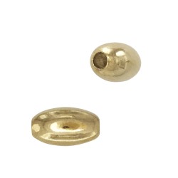 14K Gold Oval/Rice Shape Smooth Bead with No Stones