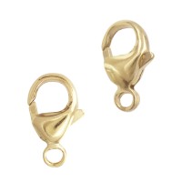 14K Gold Pear Shaped With Fixed, Closed Jump Ring Trigger Lobster Clasp