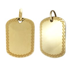 14K Gold Rectangle, Dog Tag Style With Bail Blank Charm/Pendant for Stamping and Engraving