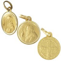 14K Gold St Benedict-Protector Of Women and Children Medallion