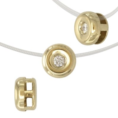 Round 14K Gold 4.7mm Slider Bead/Charm with Diamond Accent in Bezel Setting