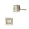 Square 14K Gold 4.7mm Stud Earring with Diamond in Bezel Setting
