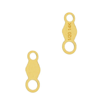Gold Filled Yellow 2 Ring, Diamond Shape Quality Hallmark Chain Tags
