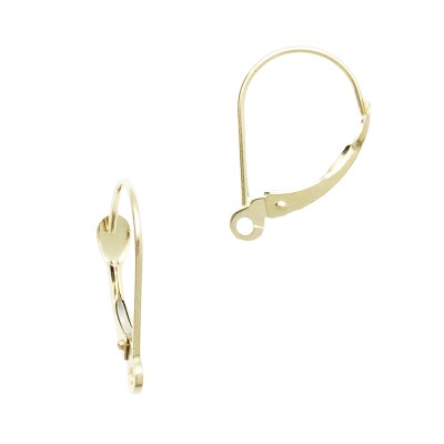 18K Gold Standard Shape Plain, Round Wire Leverback Earring