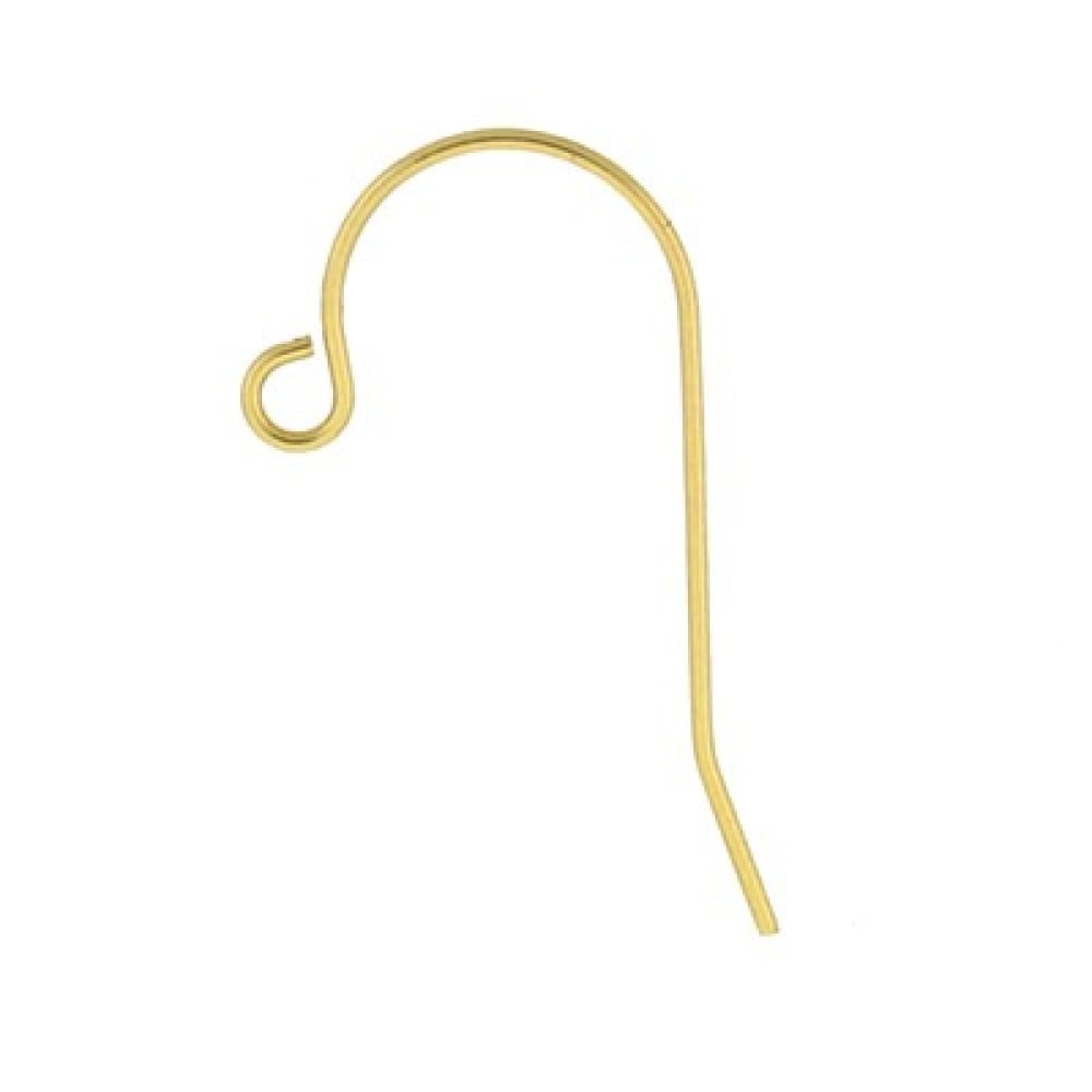 14K Gold Yellow 10x20mm Plain Fish Hook Earwire Earring