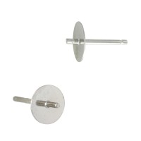 6mm Sterling Silver Flat Disc Earring with Peg for Pearl Post