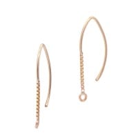 Gold Filled Rose 10x20mm Pointy Bent Shape Earwire with Dangling Chain