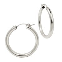 Round Tube Sterling Silver 3.0mm Thick Round Click Hoop Earring