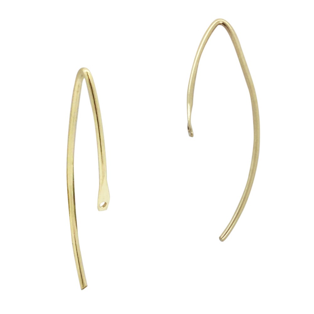 Pointy Bent Shape Gold Filled 12x28mm Earwire with Hole