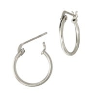 Round Tube Sterling Silver 1.25mm Thick Round Click Hoop Earring