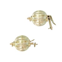 14K Gold Yellow Corrugated Round Ball Clasp with No Stones