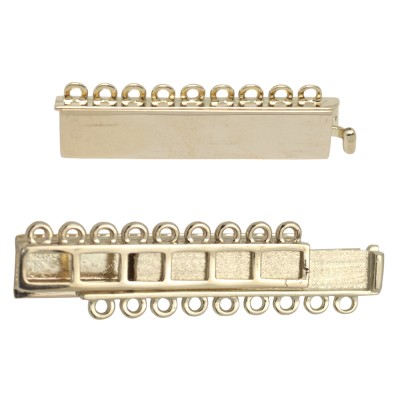 9 Row 3mm 30x6mm 14K Gold Multi Row Rectangle Bar Clasp