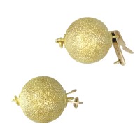 14K Gold Yellow Stardust Round Ball Clasp with No Stones