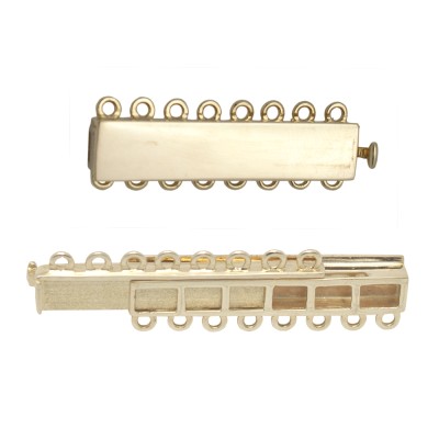 8 Row 3-3.5mm 30x6mm 14K Gold Multi Row Rectangle Bar Clasp