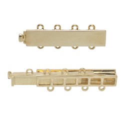 4 Row 6mm 30x6mm 14K Gold Multi Row Rectangle Bar Clasp