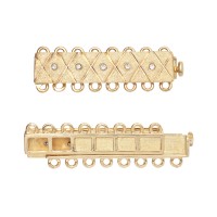 8 Row 3-3.5mm 6x30mm 14K Gold and Diamond Bar Clasp with Criss-Cross Pattern