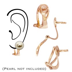14K Gold Rose 6x11mm Non-Pierced Clip-on Omega Earring Back with Pearl Cup