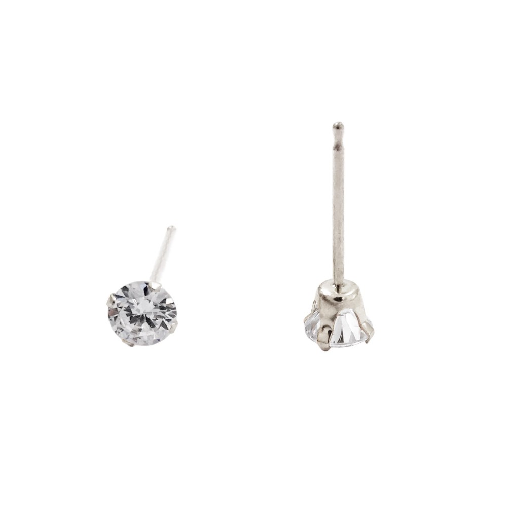 Sterling Silver 3.0mm Bright Silver Stud Earring in Prong Setting