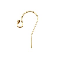 14K Gold Yellow Fish Hook with Ball End Earwire Earring by Piece
