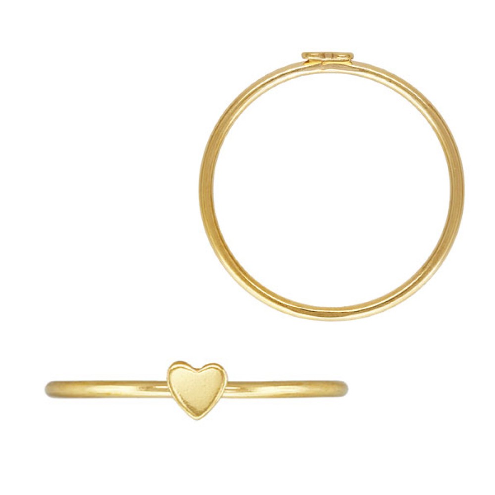 Gold Filled Yellow Smooth Stackable Flat Heart Ring