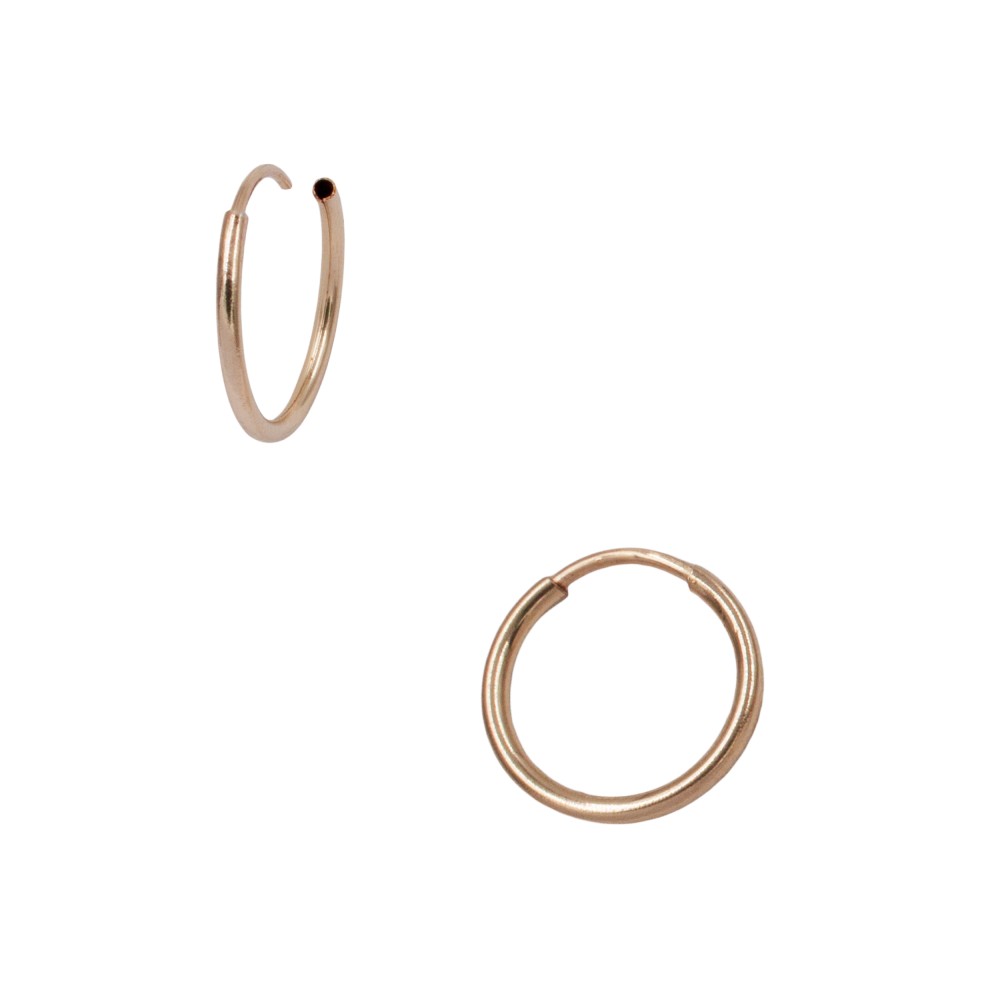 14K Gold 12mm Yellow Endless Round Hoop Earring