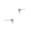 14K Gold White 3.0mm Round Ball Earring Stud