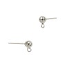 14K Gold White 4.0mm Round Ball Earring Stud