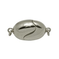 Gray Rhodium Sterling Silver 16x10mm Oval Magnet Clasp with Curves