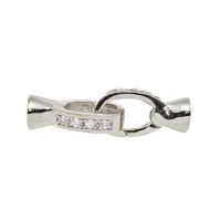 Gray Rhodium Sterling Silver 30X8mm Hook Clasp with CZ Accent
