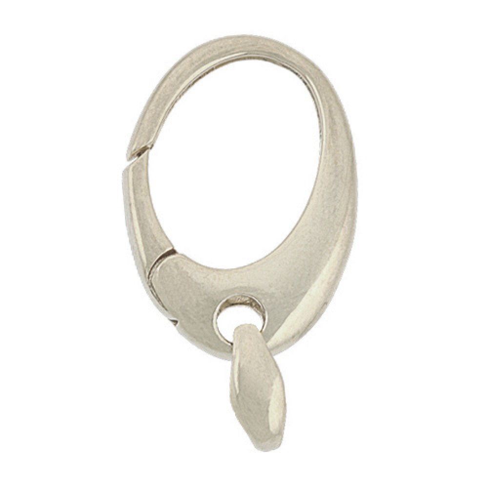 Gray Rhodium Sterling Silver 25X17mm Oval Trigger Clasp