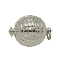 Gray Rhodium Sterling Silver 12mm Ball Magnet Clasp with Bumpy Pattern