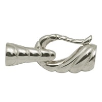 Gray Rhodium Sterling Silver 38X14mm Hook And Eye Clasp