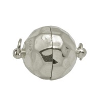 12mm Sterling Silver Hammered Round Ball Magnet Clasp