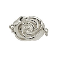 1 Row Sterling Silver One Touch Button Clasp, Rose Flower Style