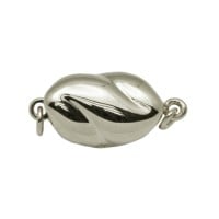 Gray Rhodium Sterling Silver 12X8mm One Touch Clasp
