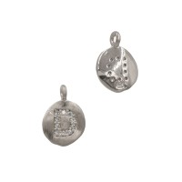 8mm White Sterling Silver Block Letter Alphabet Initial Round Disc Charms