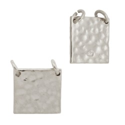 10mm White Sterling Silver Hammered Square Charm