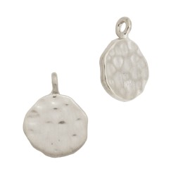 10mm White Sterling Silver Hammered Round Disc Charm