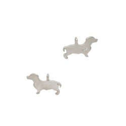 12mm Sterling Silver White Dog Charm