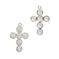 9x13mm Sterling Silver and Pave Cubic Zirconia Filigree Style Cross Pendant Charm