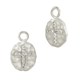 10x15mm Sterling Silver Cross Pendant With CZ