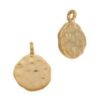 10mm Yellow Sterling Silver Hammered Round Disc Charm