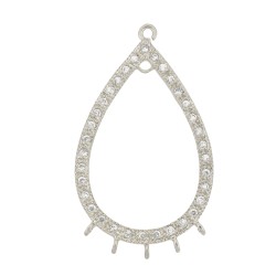 19x33mm Sterling Silver and CZ Pear Shaped Chandelier Component for Dangling with 7 Rings