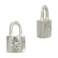 7x11.5mm Sterling Silver Starburst Padlock Pendant With CZ