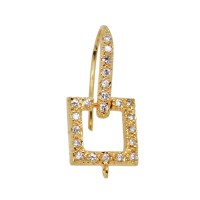 Yellow Sterling Silver and CZ Square Earwire with Jump Ring
