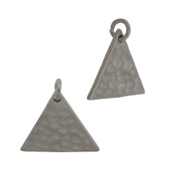 11mm Black/Oxidized Sterling Silver Hammered Triangle Charm