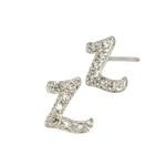 14K Gold Italic/Cursive With Diamonds Alphabet Initial Stud Earring