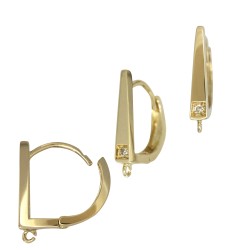 12mm 14K Yellow Gold Angled Huggie Earring with Single Diamond Accent