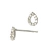 14K Gold White 14K Gold Pear Drop Shaped Stud Earring with Diamonds in Pave Setting